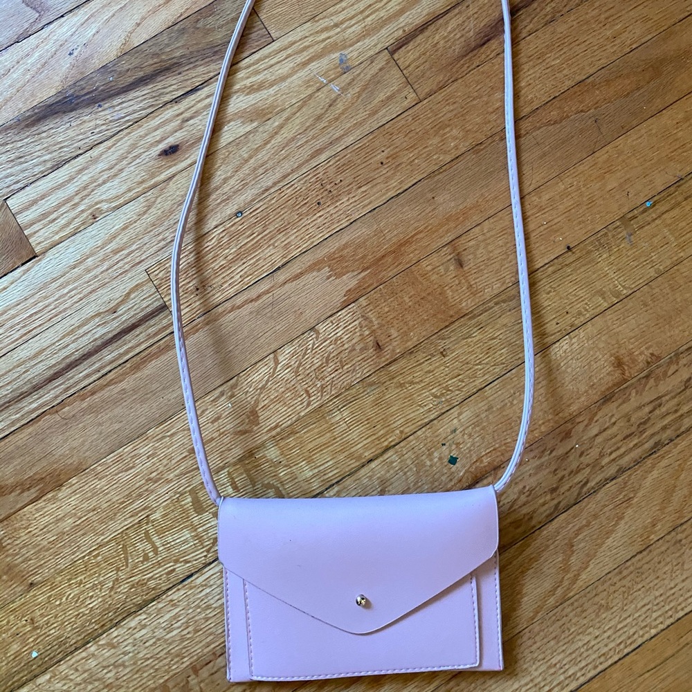 Small cross body pink leather purse